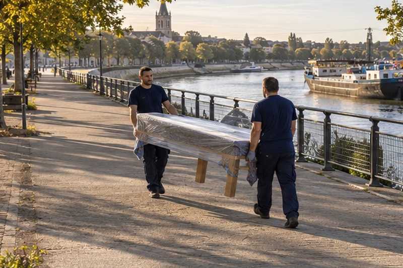 Table portée sur une promenade de berge