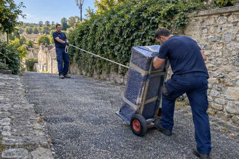 Corde de retenue sur le diable : chantier Rue Claude Bernard