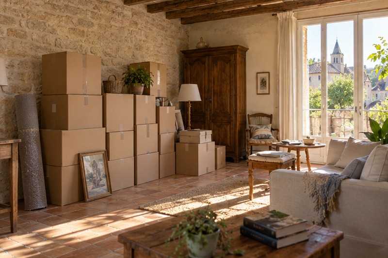 Cartons empilés contre un mur