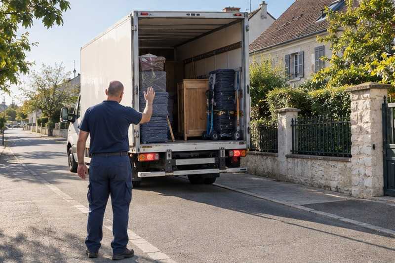 Camion guidé en marche arrière : chantier Rue Anatole France