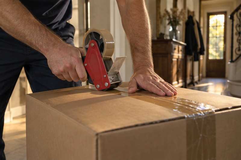 Fermeture d’un carton au dévidoir