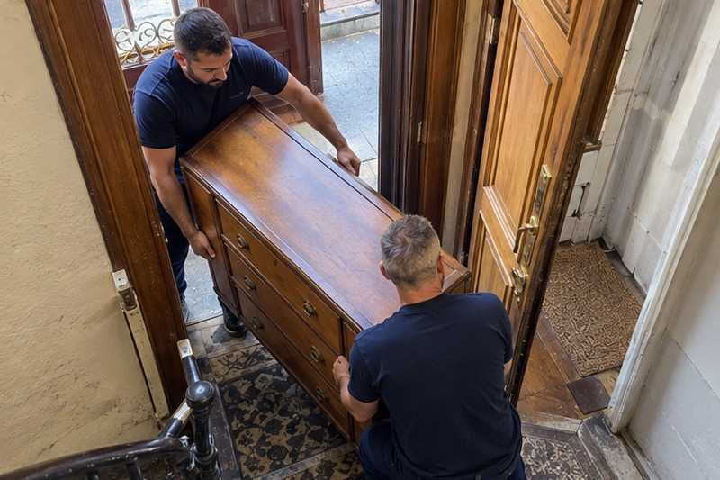 Commode inclinée dans le vestibule : chantier Rue André Darrasse