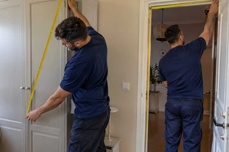 Mesure de la diagonale d’une armoire : chantier Rue Arthur Rimbaud