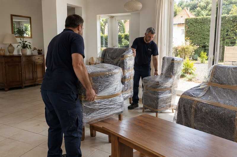 Meubles regroupés au rez-de-chaussée : chantier Rue de Berlin