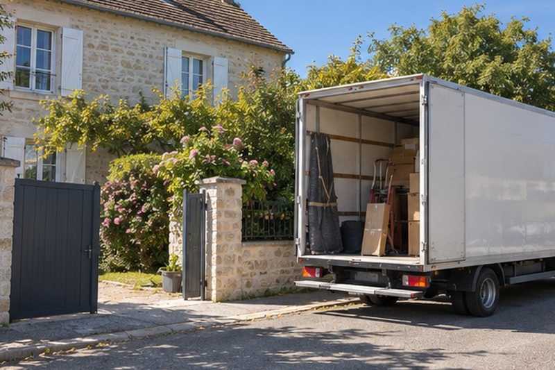 Camion garé devant une villa en meulière