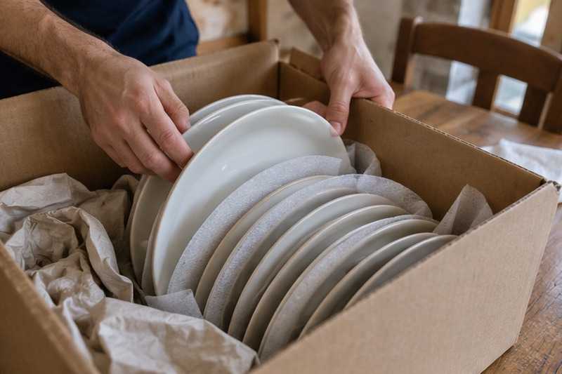 Assiettes posées sur la tranche