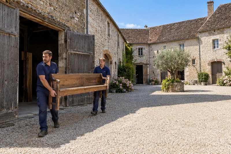 Banc sorti d’une grange : chantier Rue de l’Aulnaie