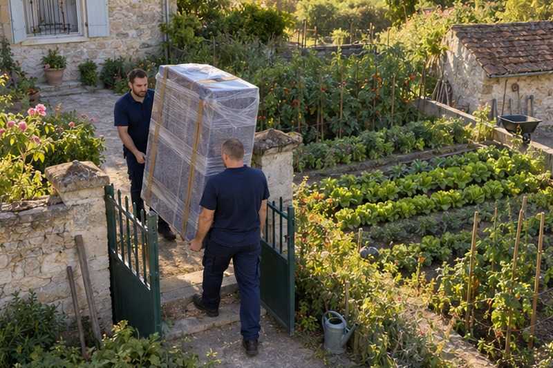 Armoire passée par le potager : chantier Chemin dit Rue Creuse