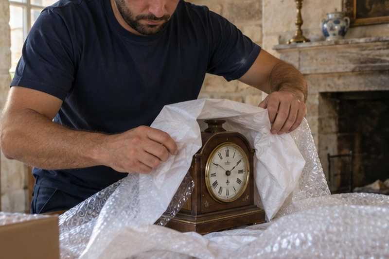 Pendule enveloppée de papier de soie