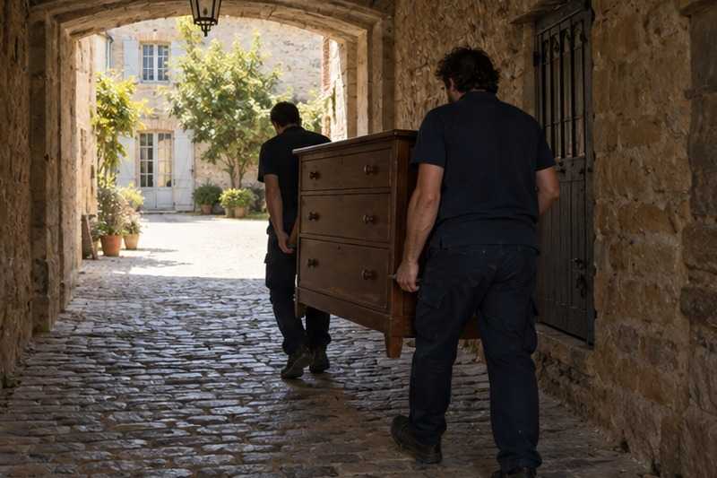 Passage voûté vers la cour : chantier Rue Abel Leblanc