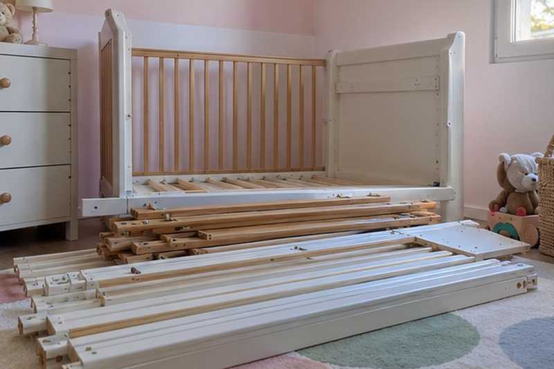 Lit d’enfant démonté : chantier Rue Cornu