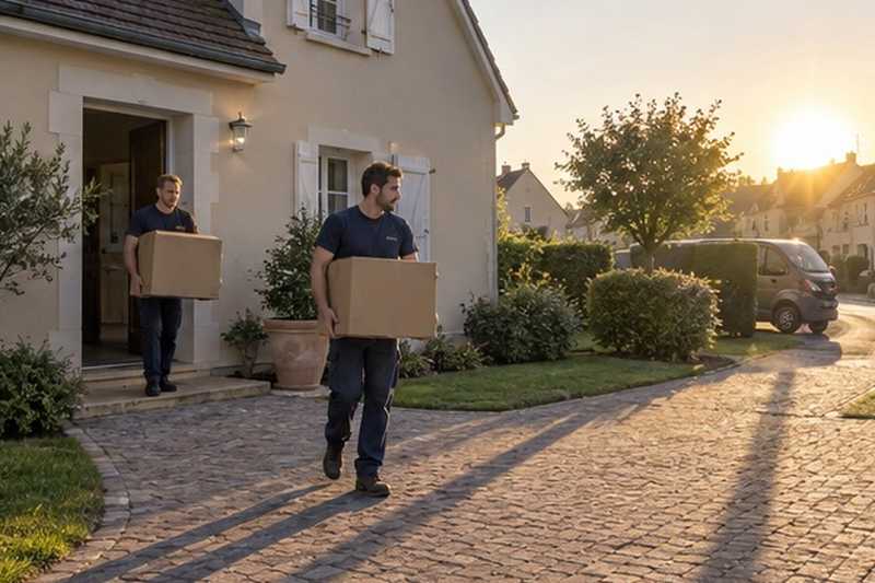 Premiers cartons au lever du soleil : chantier Rue de Chantereine