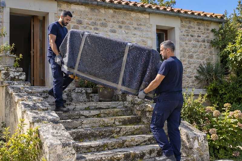 Commode descendue par des marches calcaires : chantier Avenue du Général Delestraint