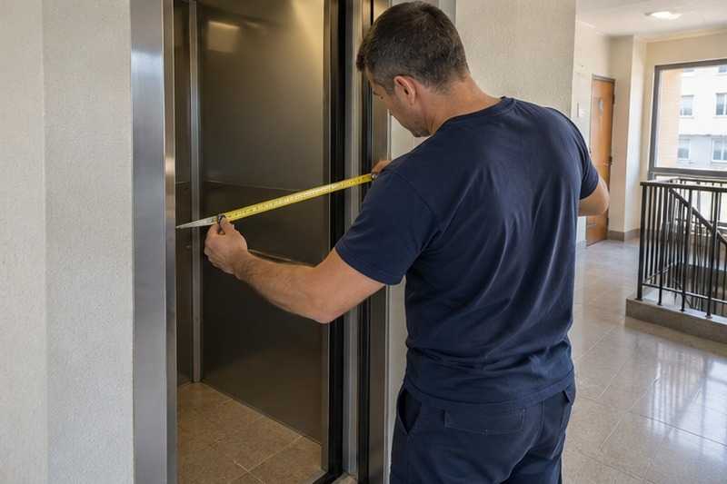 Mesure de la porte d’ascenseur : chantier Rue Ambroise Croizat