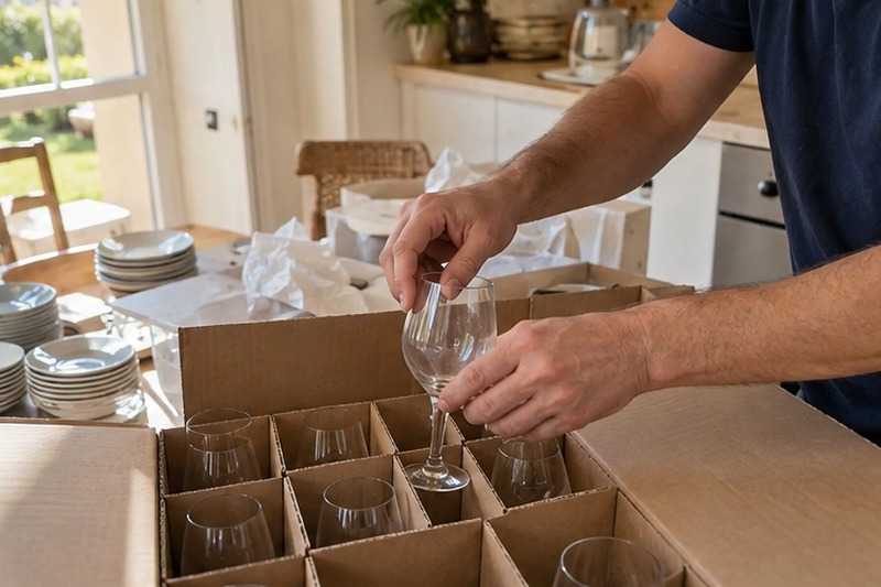 Verres calés dans des alvéoles