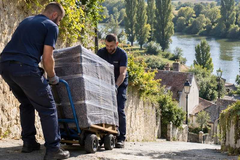 Diable freiné dans une descente : chantier Rue Albert Camus