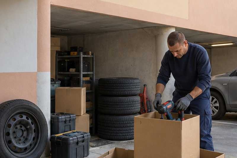 Outils du garage mis en cartons : chantier Rue de la Mare Blanche