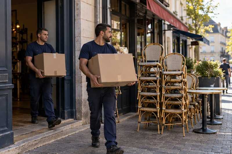 Rue commerçante piétonne au petit matin