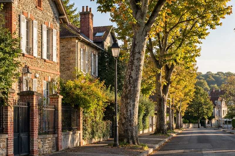 Rue de villas en meulière, Ozoir-la-Ferrière