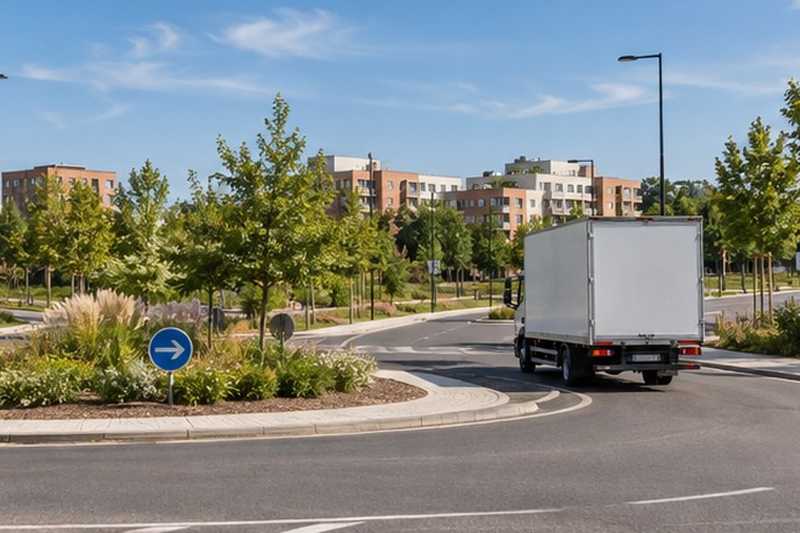 Sortie de rond-point en ville nouvelle, Ozouer-le-Voulgis