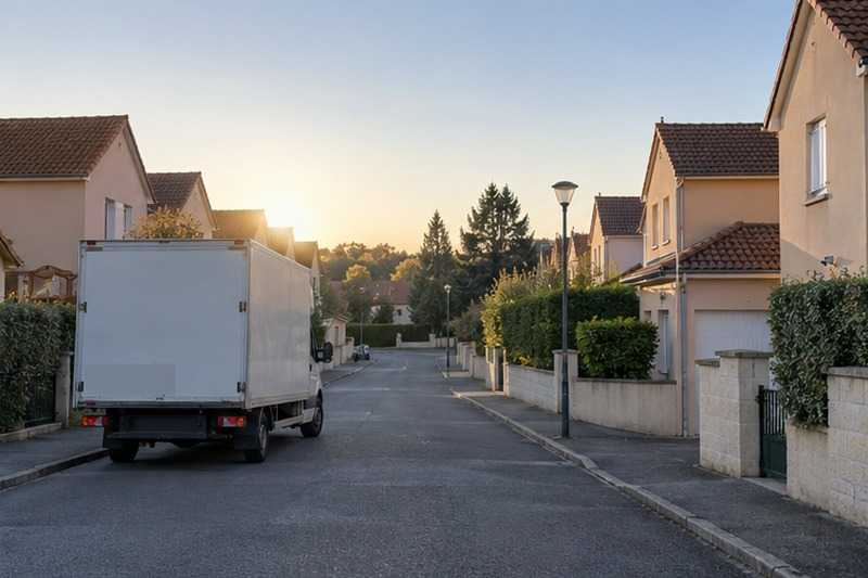 Arrivée du camion au petit matin : chantier Rue d’Étrelles