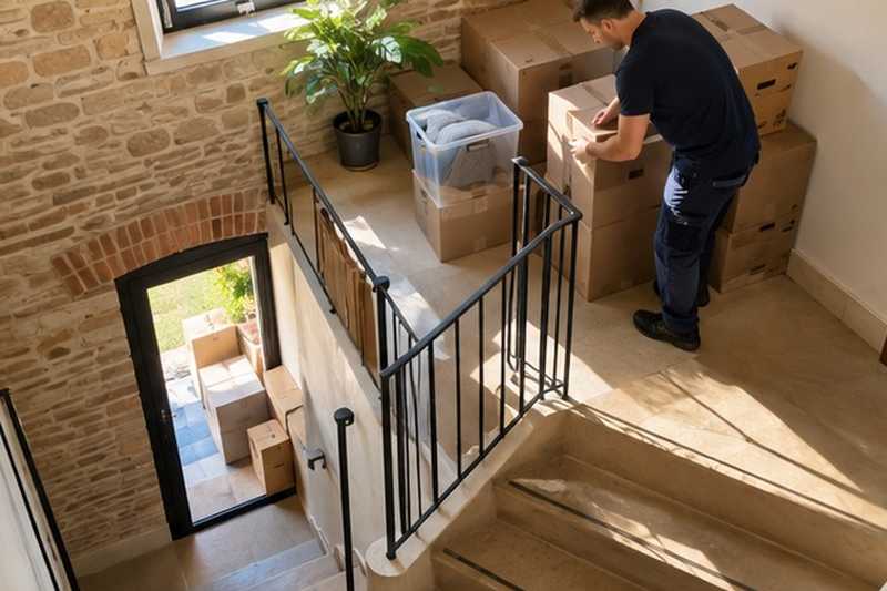 Cartons triés par étage : chantier Rue de Fleury