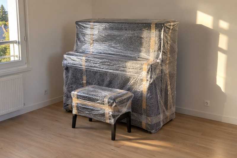 Banquette et piano prêts au départ : chantier Rue Auguste Renoir