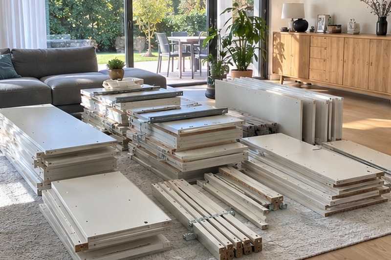 Étagère modulaire en pièces : chantier Maison sur la vallée