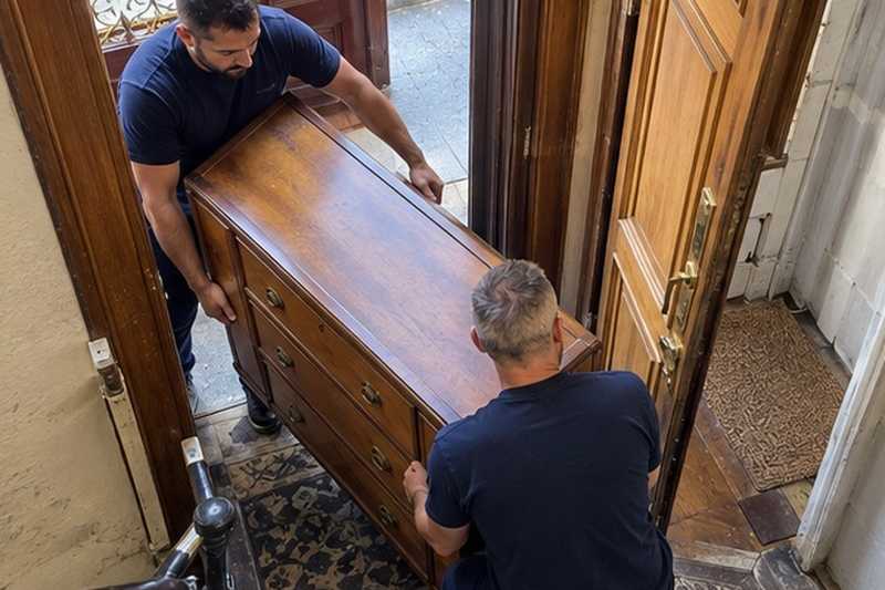 Commode inclinée dans le vestibule : chantier Rue de Beauvais