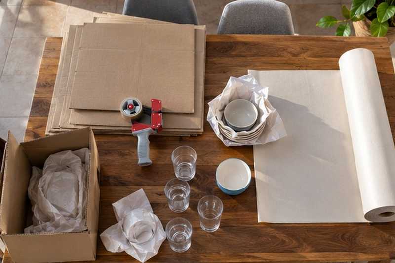 Poste d’emballage sur la table