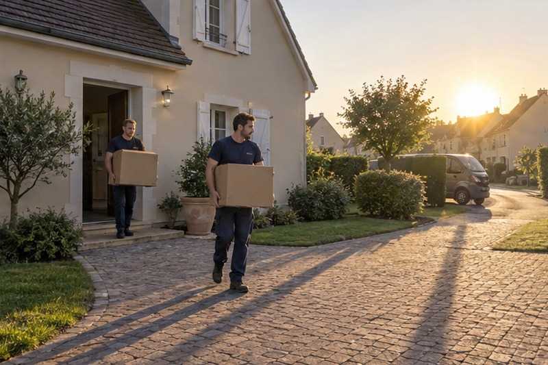 Premiers cartons au lever du soleil : chantier Rue de Claye