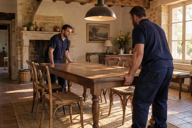 Table installée sous les poutres, Pomponne