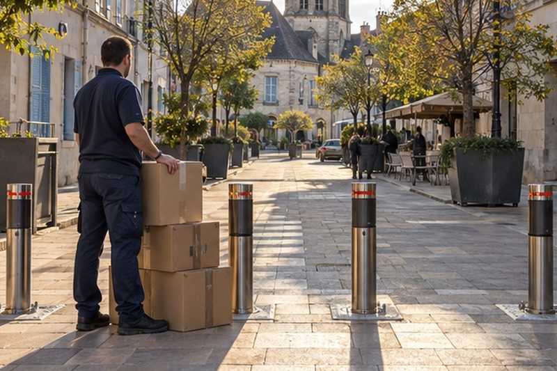 Attente aux bornes de la zone piétonne