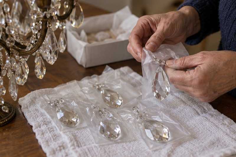 Pampilles de lustre ensachées