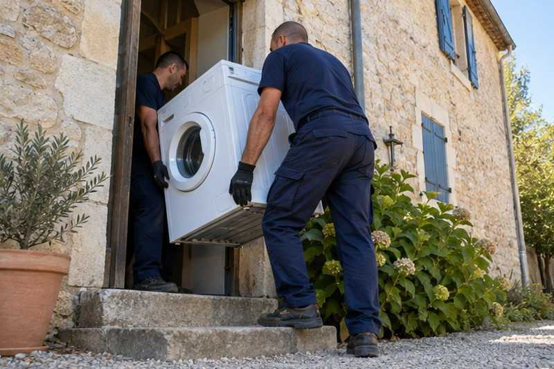 Lave-linge passé par la porte arrière : chantier Rue Alex