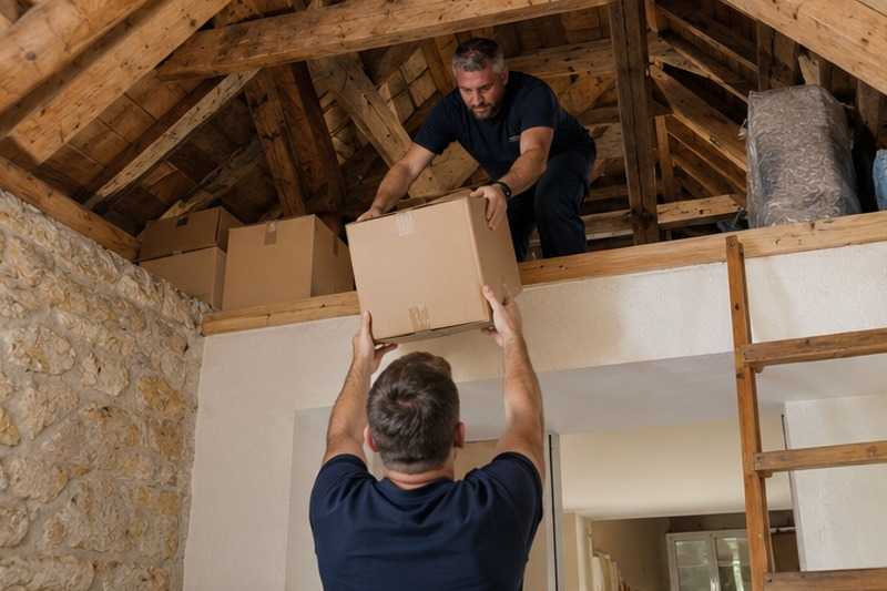 Combles vidés vers l’étage : chantier Rue Alfred de Musset