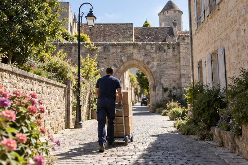Chariot vers une porte des remparts : chantier Rue Alphonse Daudet
