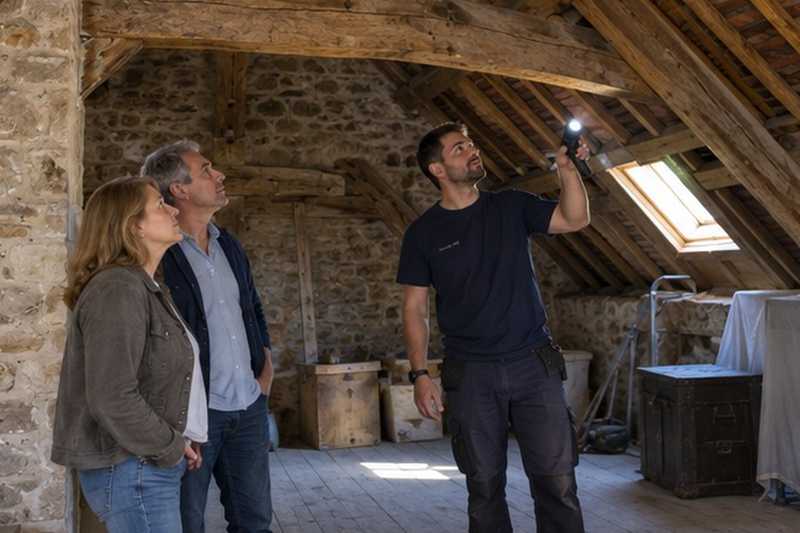 Visite des combles à la lampe