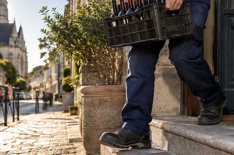 Caisse de bouteilles sortie du seuil : chantier Rue de l’Abbé Noël