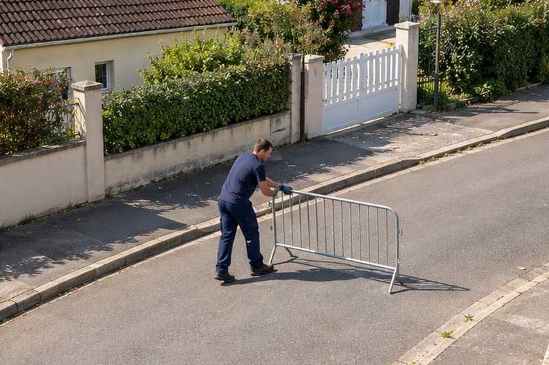 Barrière posée avant l’arrivée : chantier Rue de la Folie