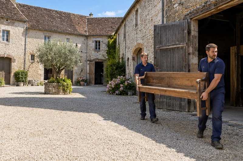 Banc sorti d’une grange : chantier Rue de l’Hermine