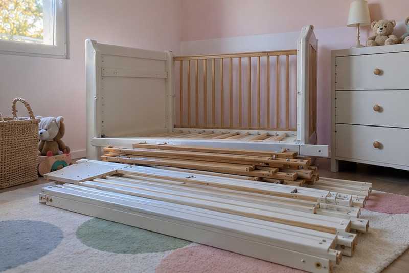 Lit d’enfant démonté : chantier Rue de l’Orme Brisé
