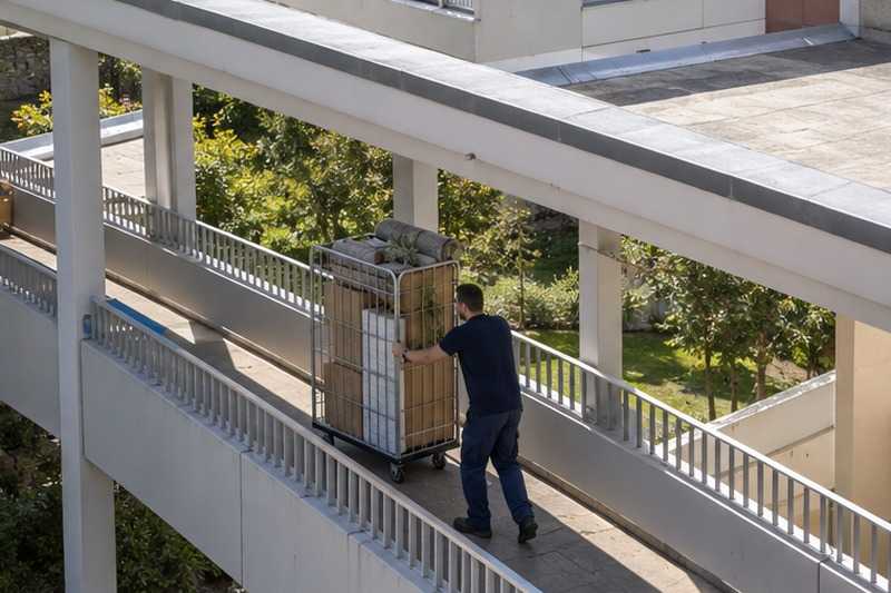 Galerie couverte entre deux bâtiments : chantier Rue Alphonse de Lamartine