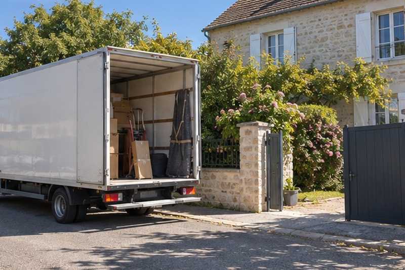 Camion garé devant une villa en meulière