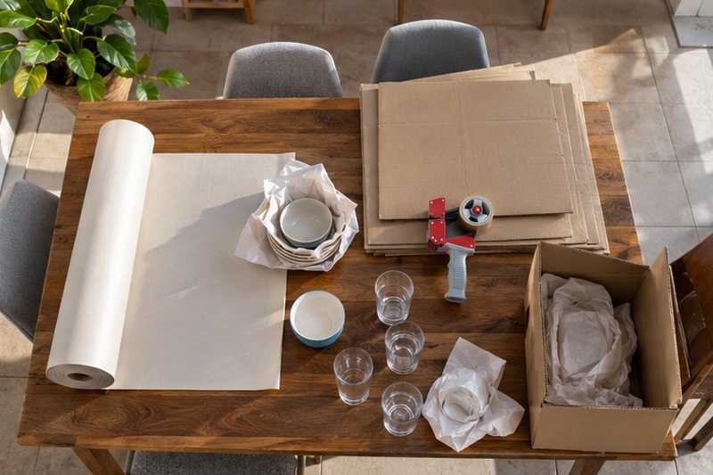 Poste d’emballage sur la table