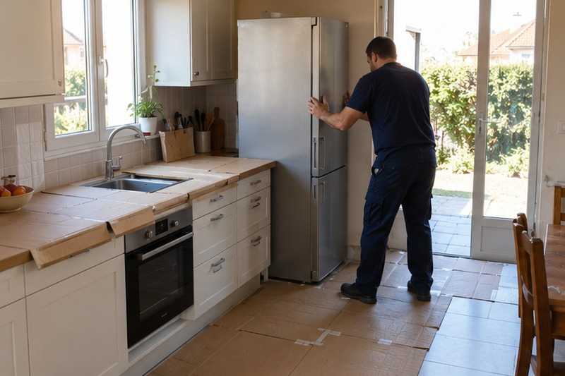 Cuisine protégée avant le frigo : chantier Rue Alexandre Falguière