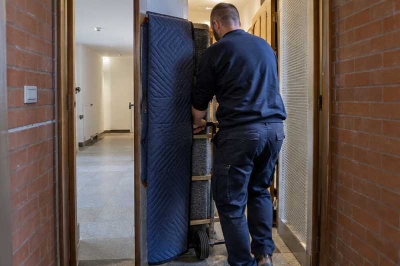 Chant de porte matelassé : chantier Rue Alain Vallentin