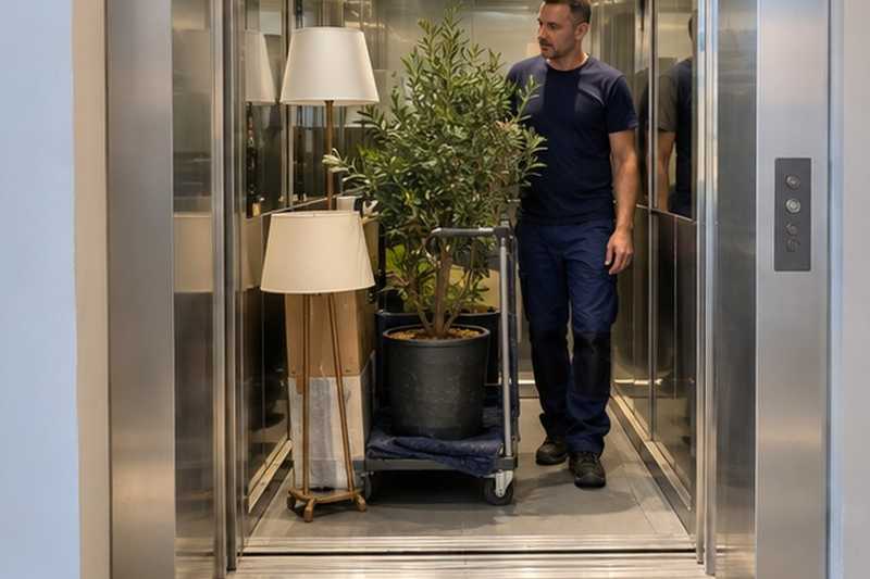 Plantes et lampes descendues en cabine : chantier Rue Arthur Rimbaud