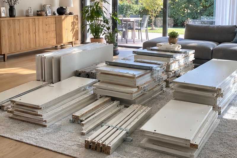 Étagère modulaire en pièces : chantier Rue aux Fromages