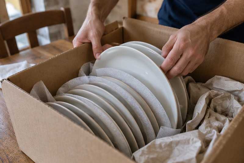 Assiettes posées sur la tranche